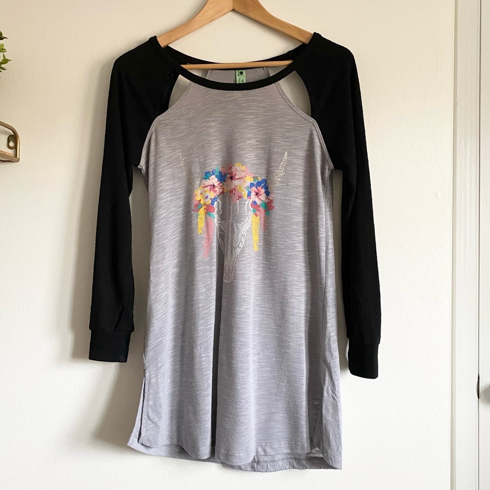 Modcloth Cut Out Sleep Shirt | Boho Desert Floral Skull